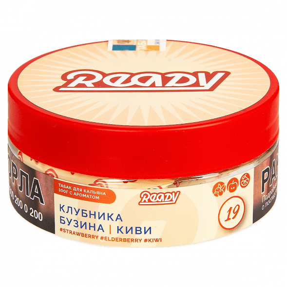 Табак Ready - №19 Kiwinika /Strawberry, Elderberry, Kiwi (Клубника, Киви, Бузина, 100 грамм)