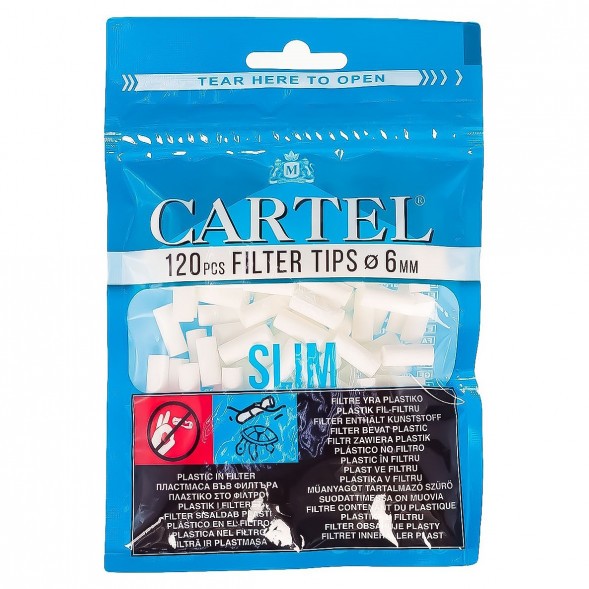 Фильтры для самокруток Cartel - Slim (120 штук, 15х6 мм)