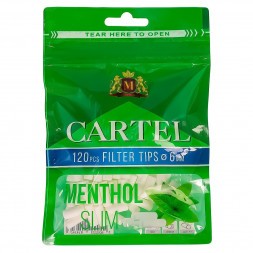 Фильтры для самокруток Cartel - Slim Menthol (120 штук, 15х6 мм)