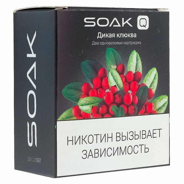 Картридж SOAK Q - Дикая Клюква (1500 затяжек х 2 шт.)